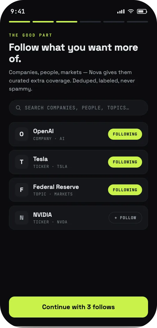 NovaBrief follows screen — following OpenAI, Tesla and the Federal Reserve